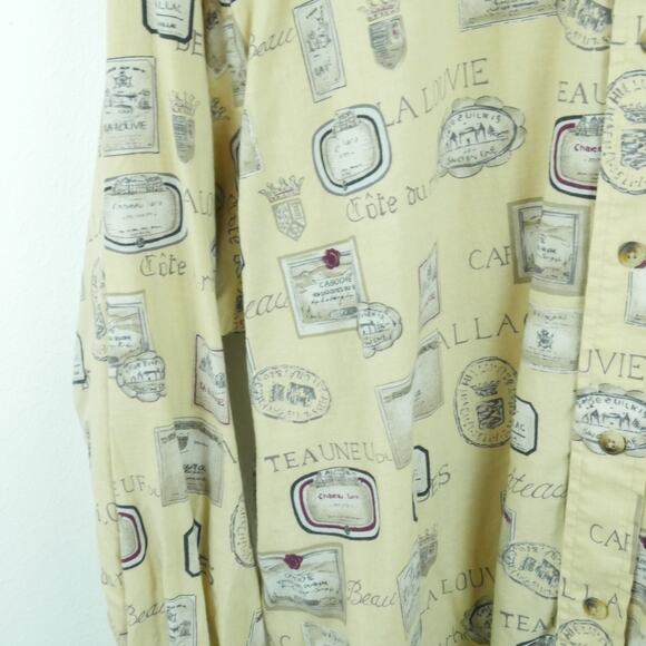 Vintage Men's XL Shirt 90s Allover Print Wine Nautica Butter Yellow Normcore Dad - Picture 5 of 7